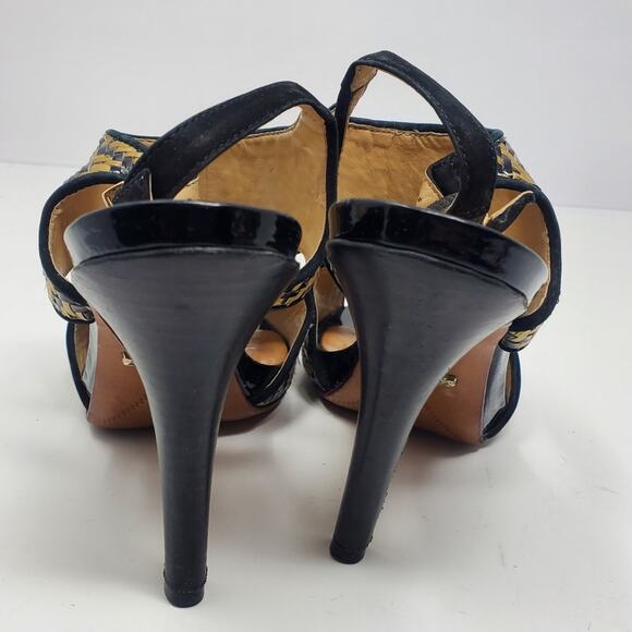 Schutz weaved open toe sling back leather sole heels Size 8B - Picture 3 of 7